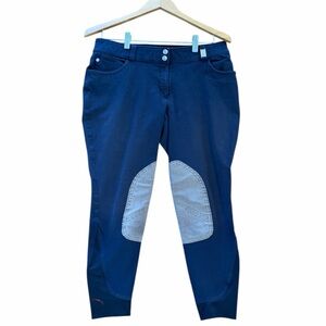 HKM Women's Knee Patch Riding Breeches - Navy Blue - Size IT 48 (US 32-34)